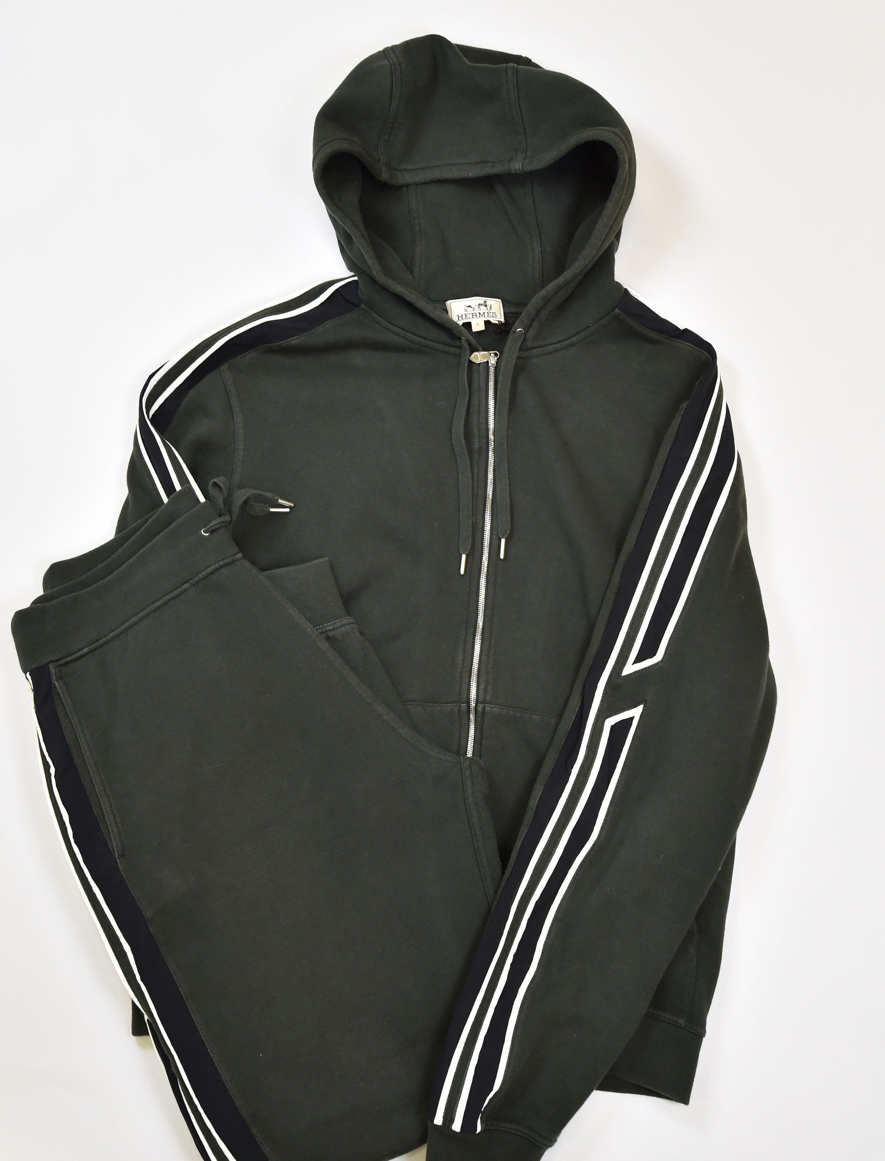Hermès Zipped Hoodie & Jogger Tracksuit Set (Cotton Fleece) - Image 4