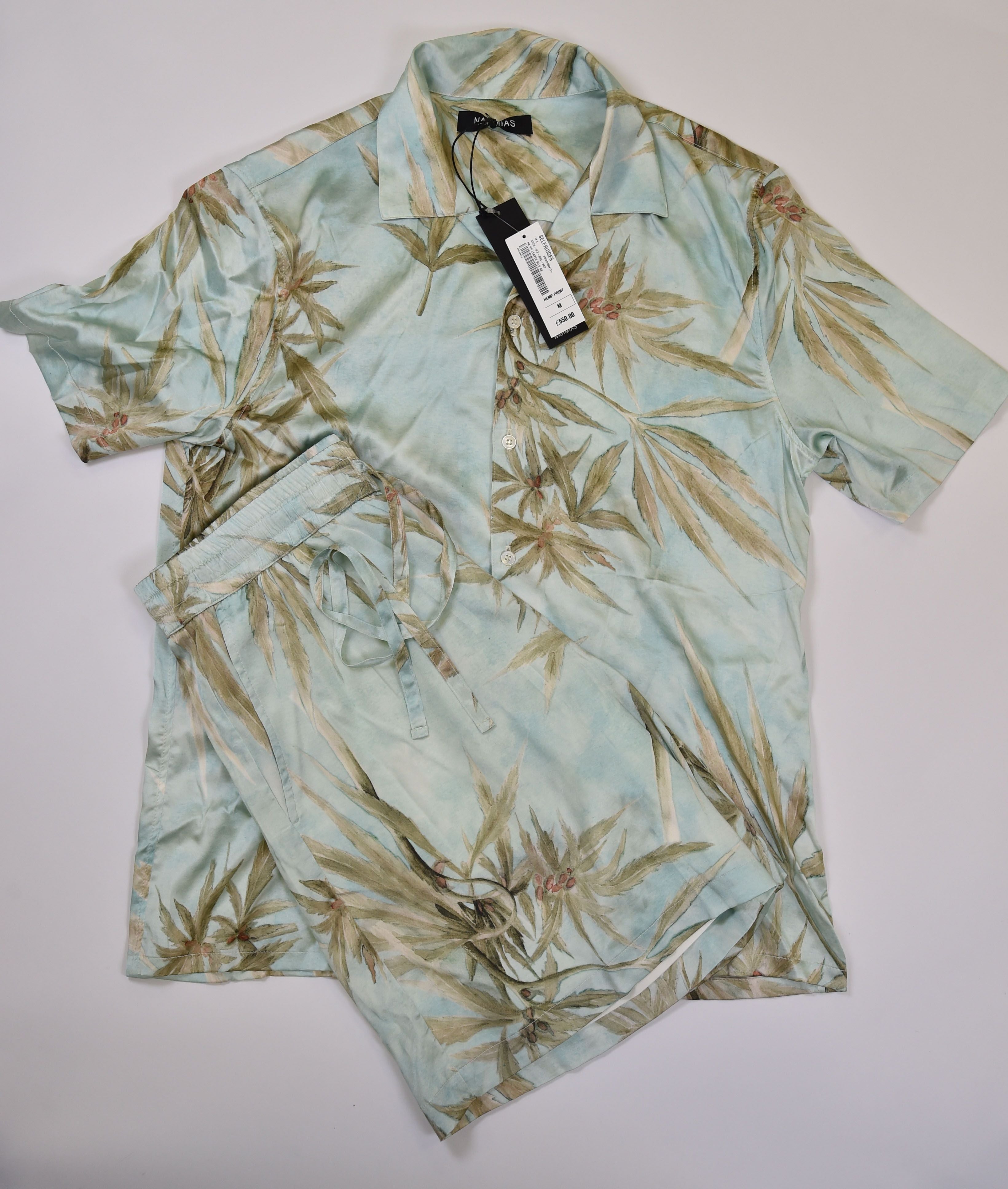 Nahmias Hemp Print Camp Collar Shirt and Shorts Co-ord Set - Image 3