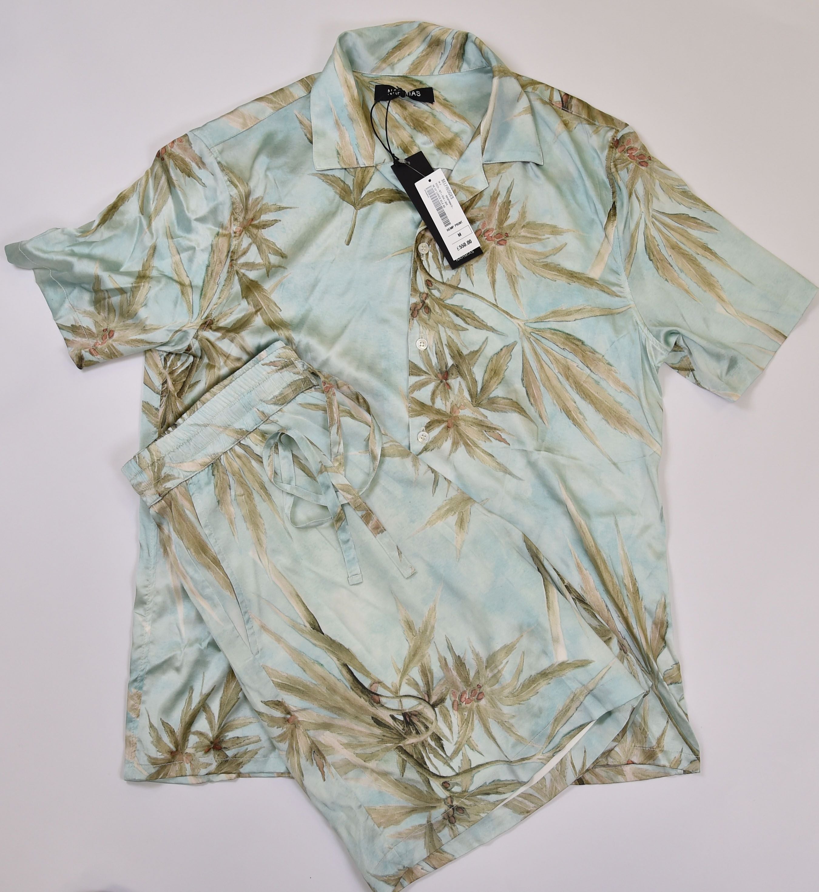 Nahmias Hemp Print Camp Collar Shirt and Shorts Co-ord Set - Image 4
