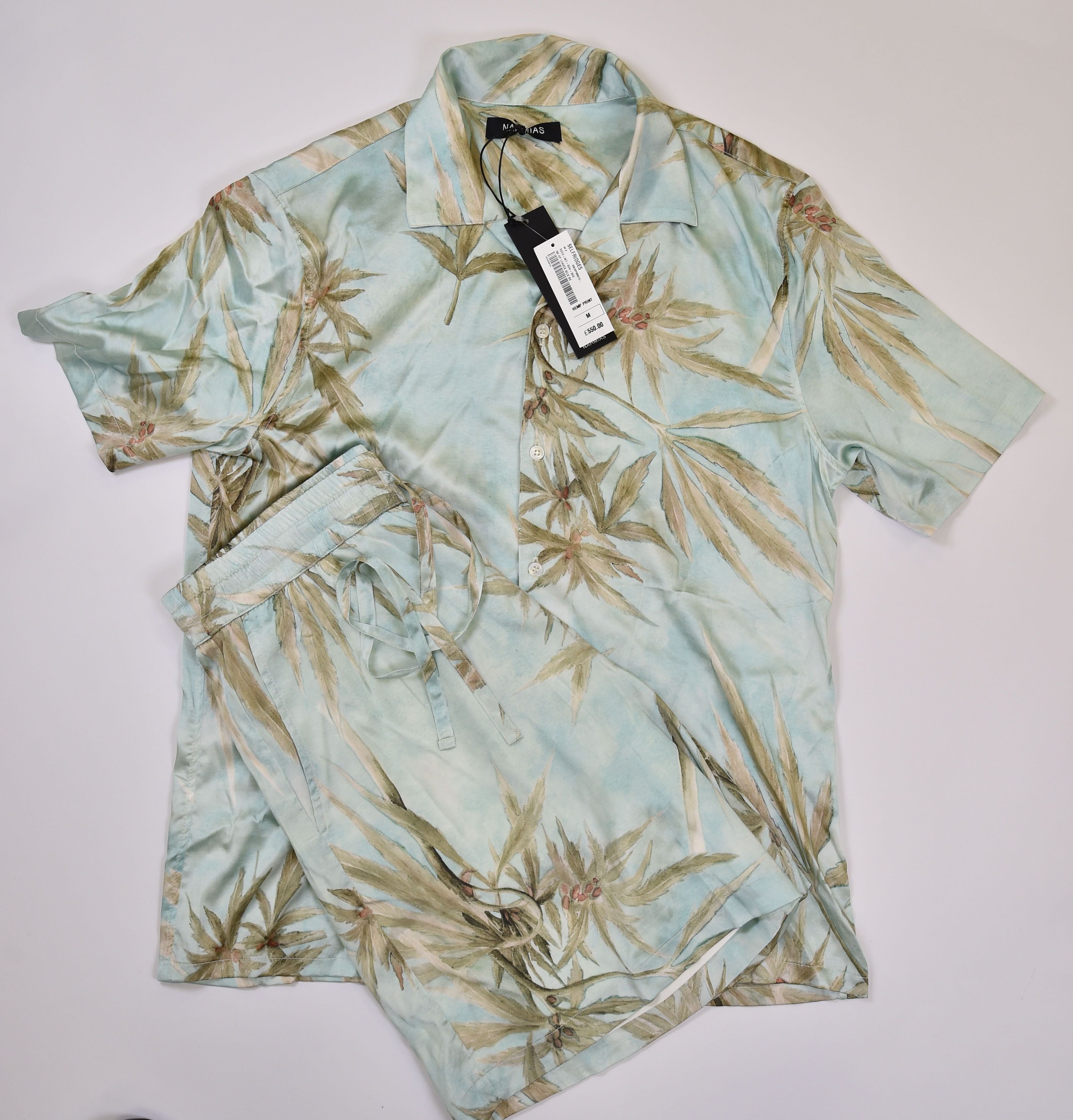 Nahmias Hemp Print Camp Collar Shirt and Shorts Co-ord Set - Image 1