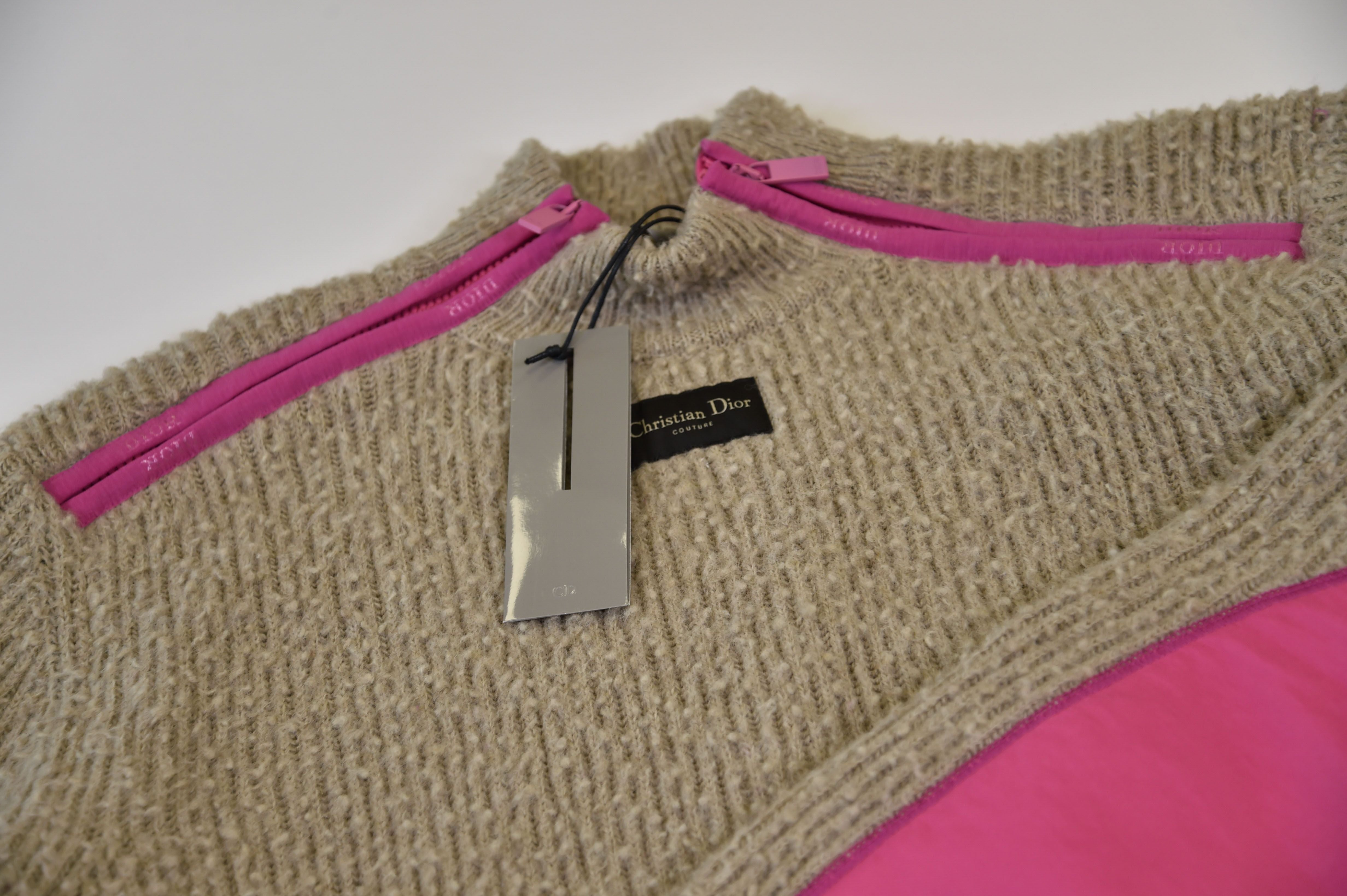 Christian Dior Cannage-Zip Boucle Knit Half-Zip Jumper (Couture Line) - Image 1