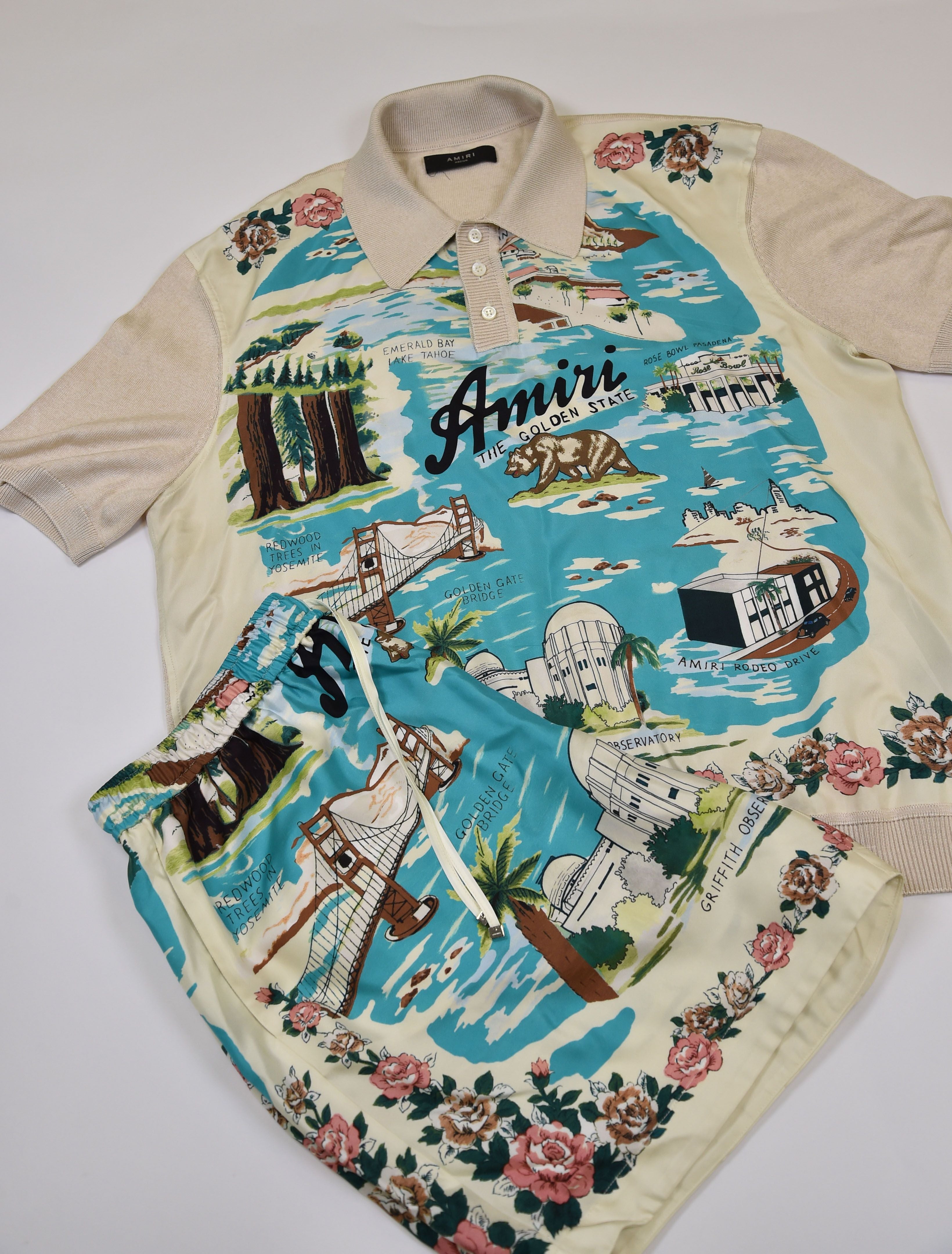 Amiri California Souvenir / "The Golden State" Print Polo Shirt - Image 3