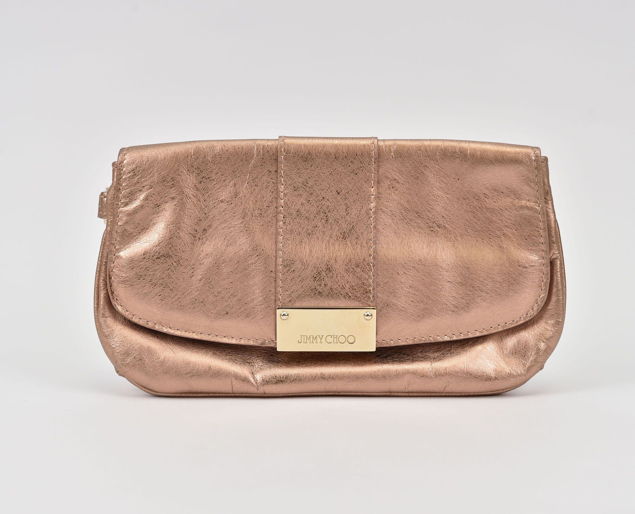 Jimmy Choo Metallic Leather Fold-Over Clutch (Zoe/Averie-style wristlet) - Image 6