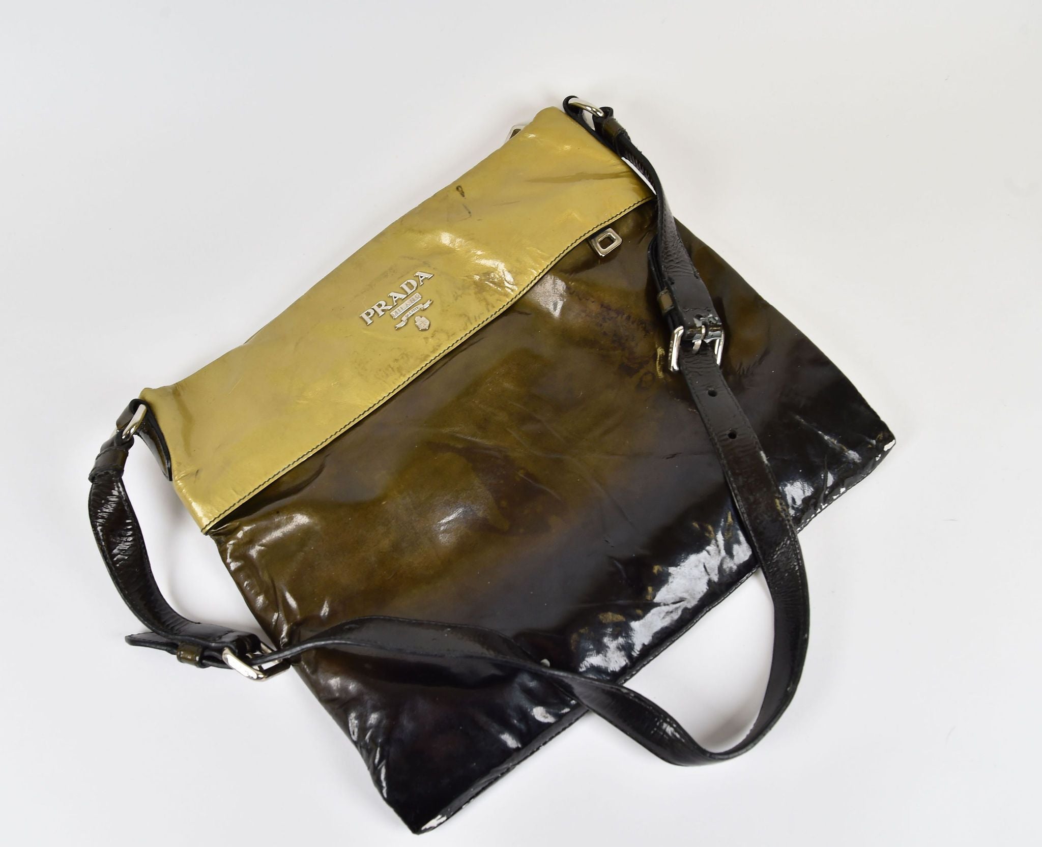 Prada Vitello Shine Fold-Over Clutch/Shoulder Bag - Image 1