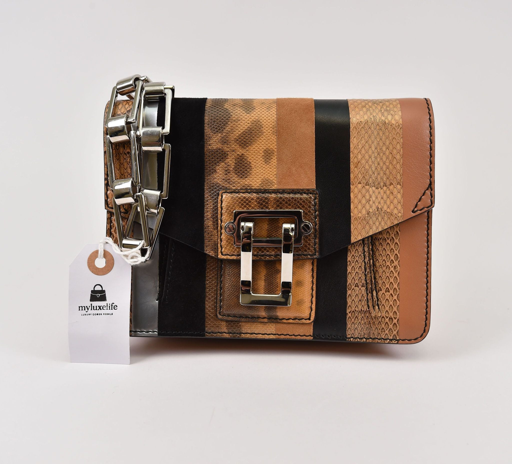 Proenza Schouler PS1 Wallet-on-Chain / Mini Pouch (Striped Patchwork) - Image 2
