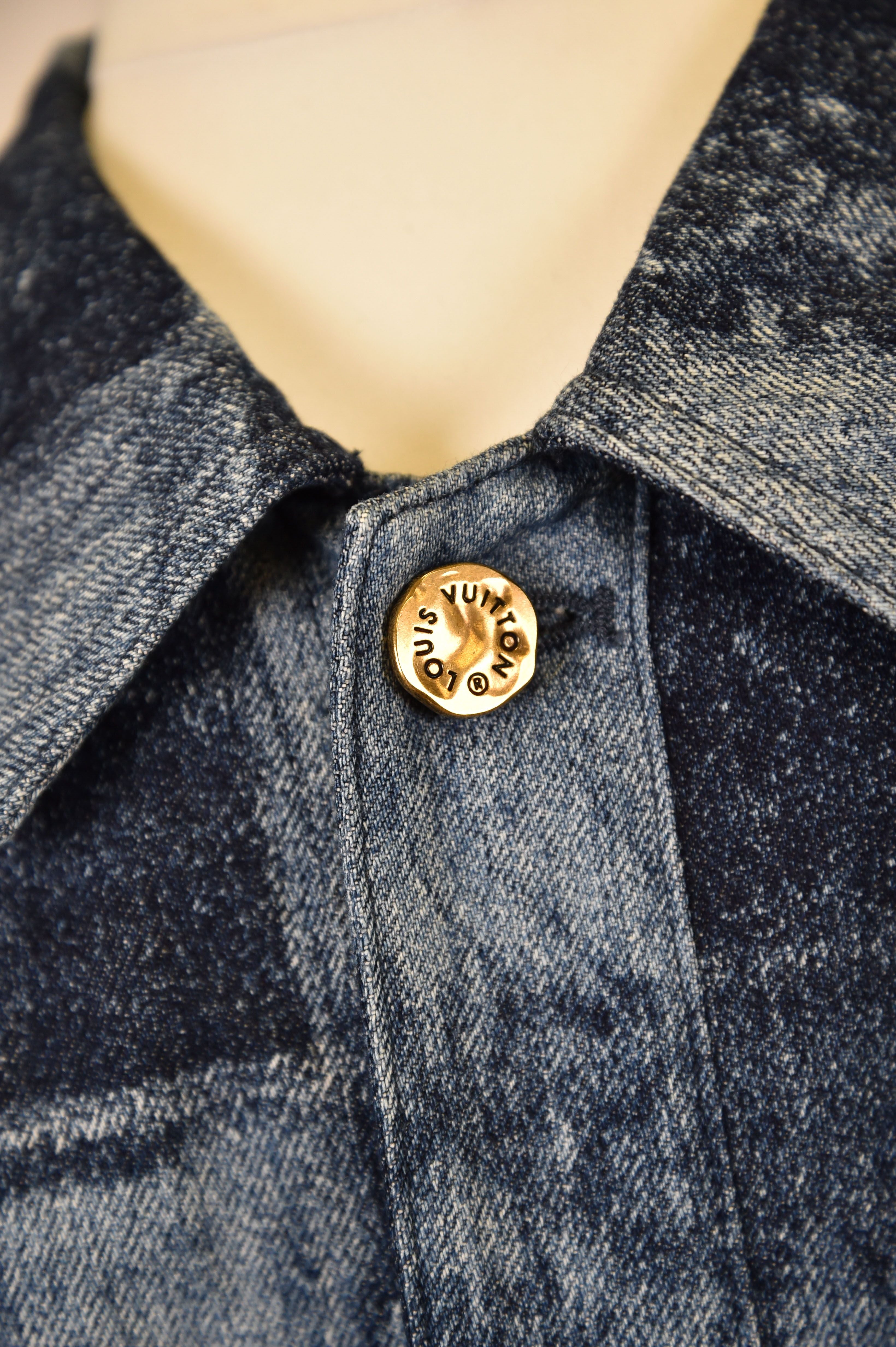 Louis Vuitton Denim Patchwork Print Short-Sleeve Shirt - Image 1