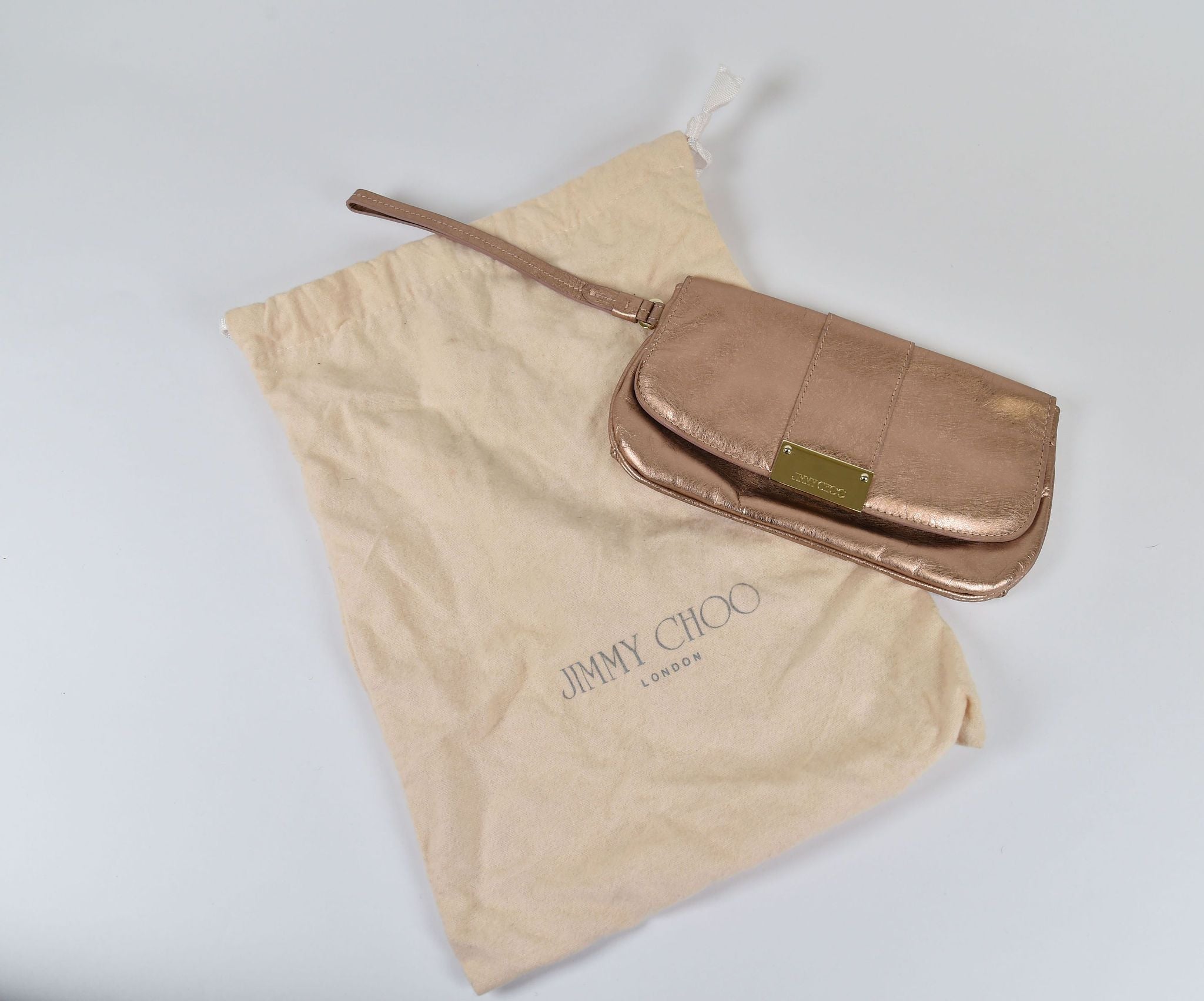 Jimmy Choo Metallic Leather Fold-Over Clutch (Zoe/Averie-style wristlet) - Image 3