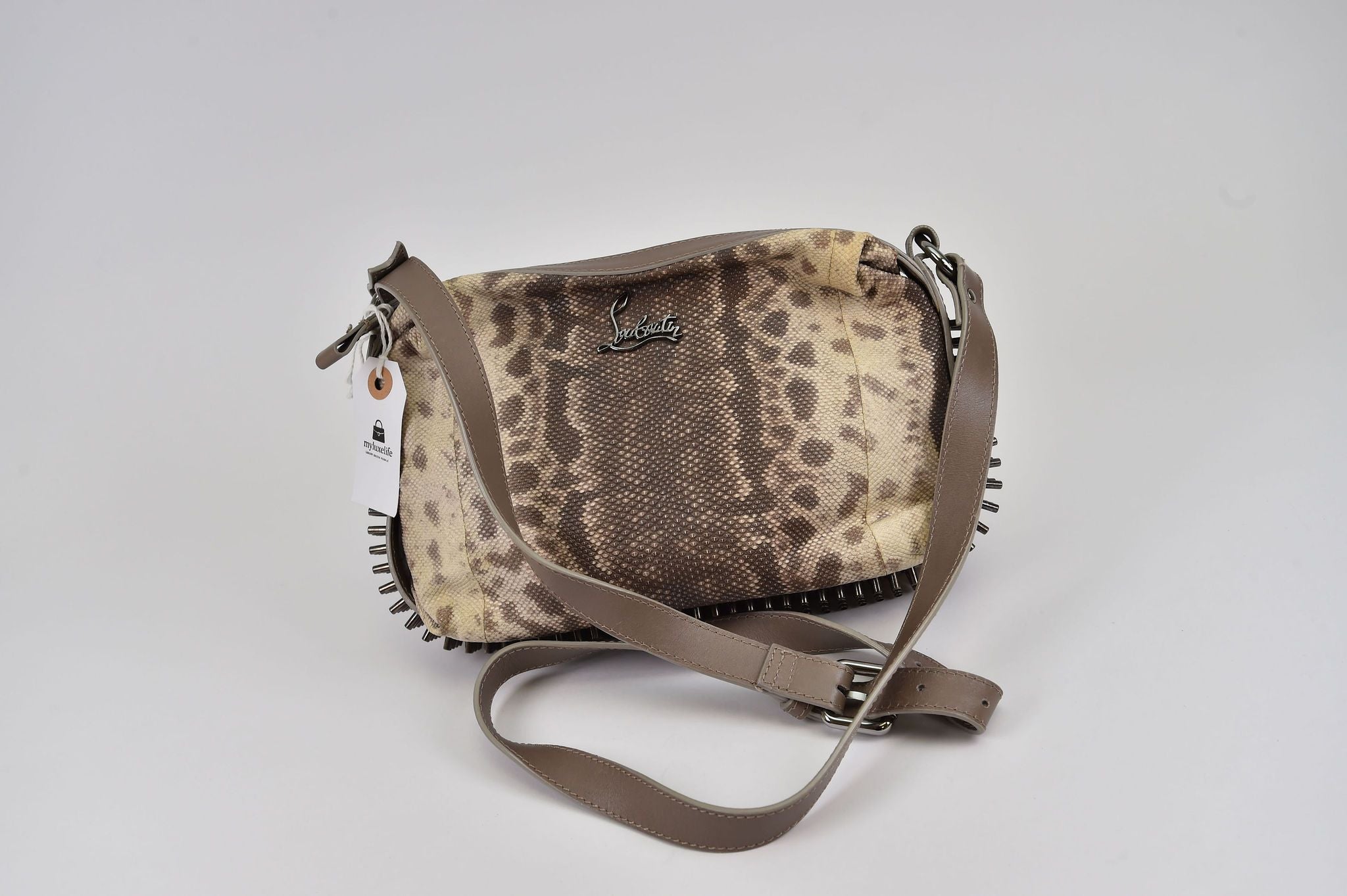 Christian Louboutin Loubiposh Spiked Crossbody Bag (python-embossed) - Image 3