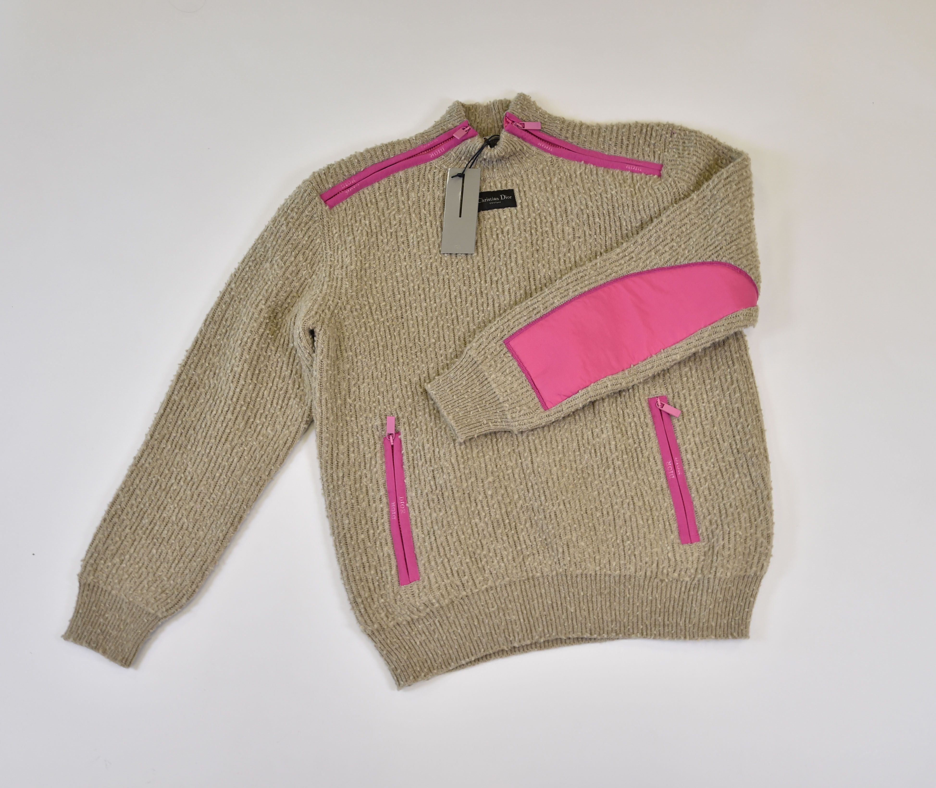 Christian Dior Cannage-Zip Boucle Knit Half-Zip Jumper (Couture Line) - Image 2
