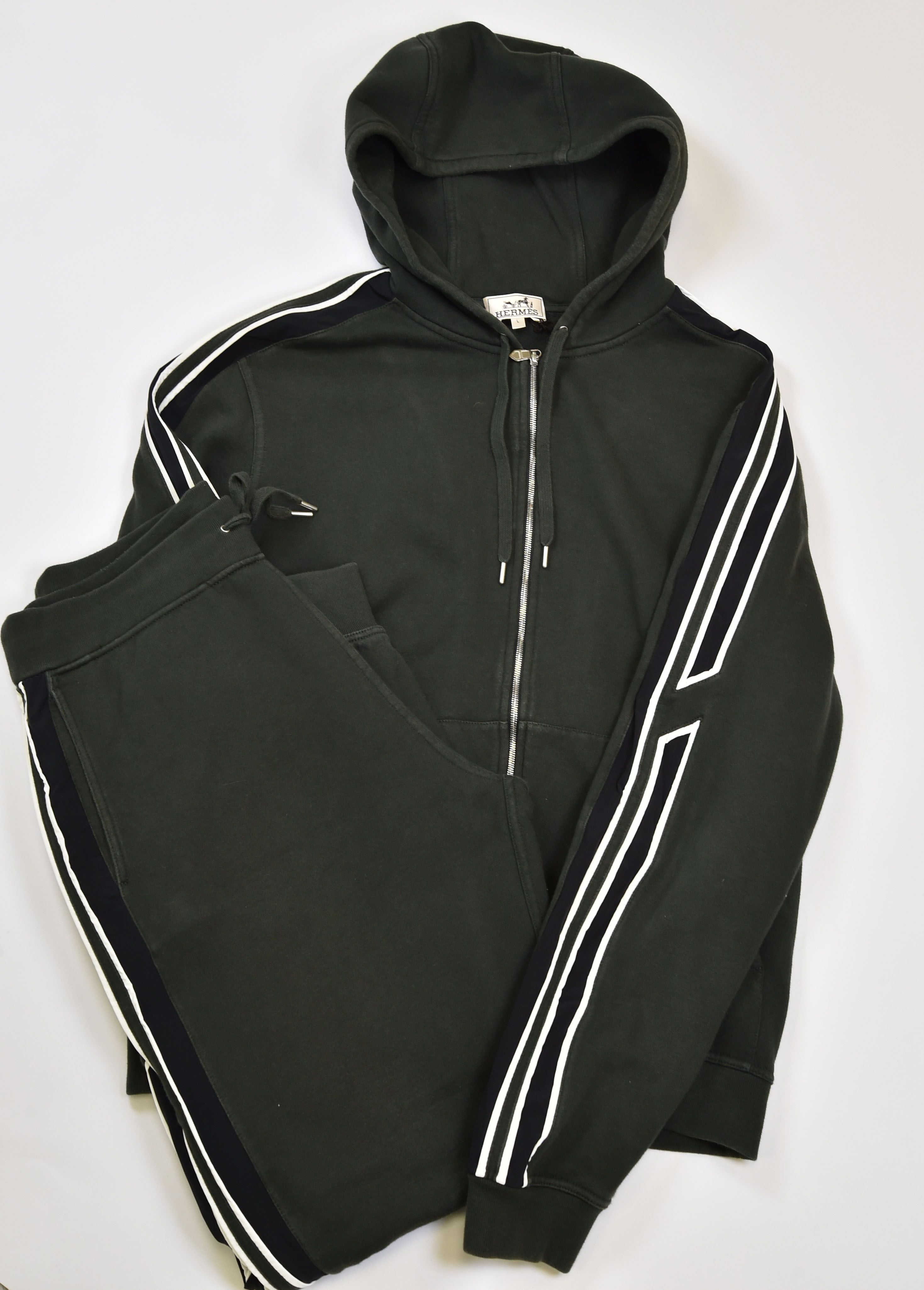 Hermès Zipped Hoodie & Jogger Tracksuit Set (Cotton Fleece) - Image 3