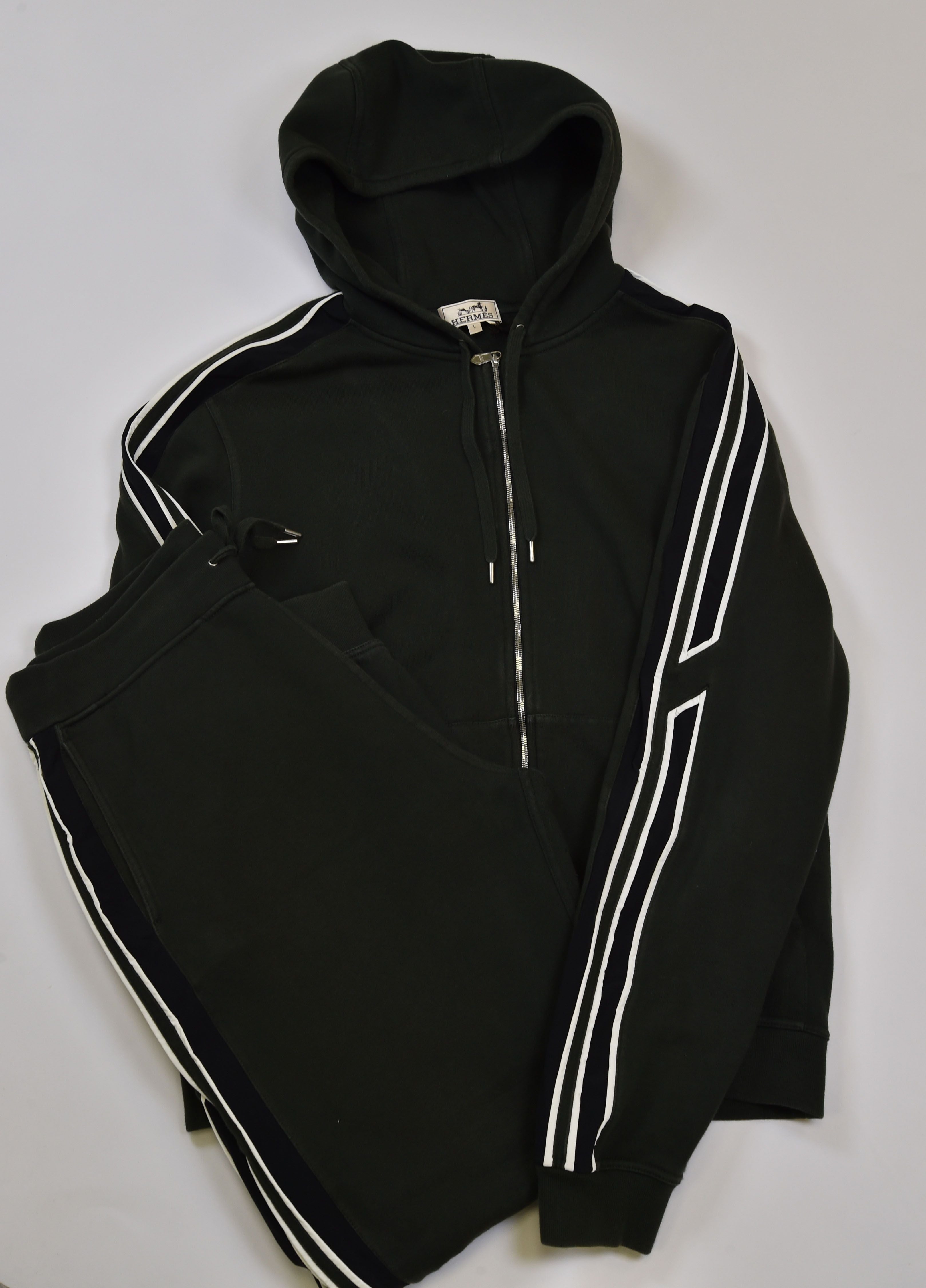 Hermès Zipped Hoodie & Jogger Tracksuit Set (Cotton Fleece) - Image 2