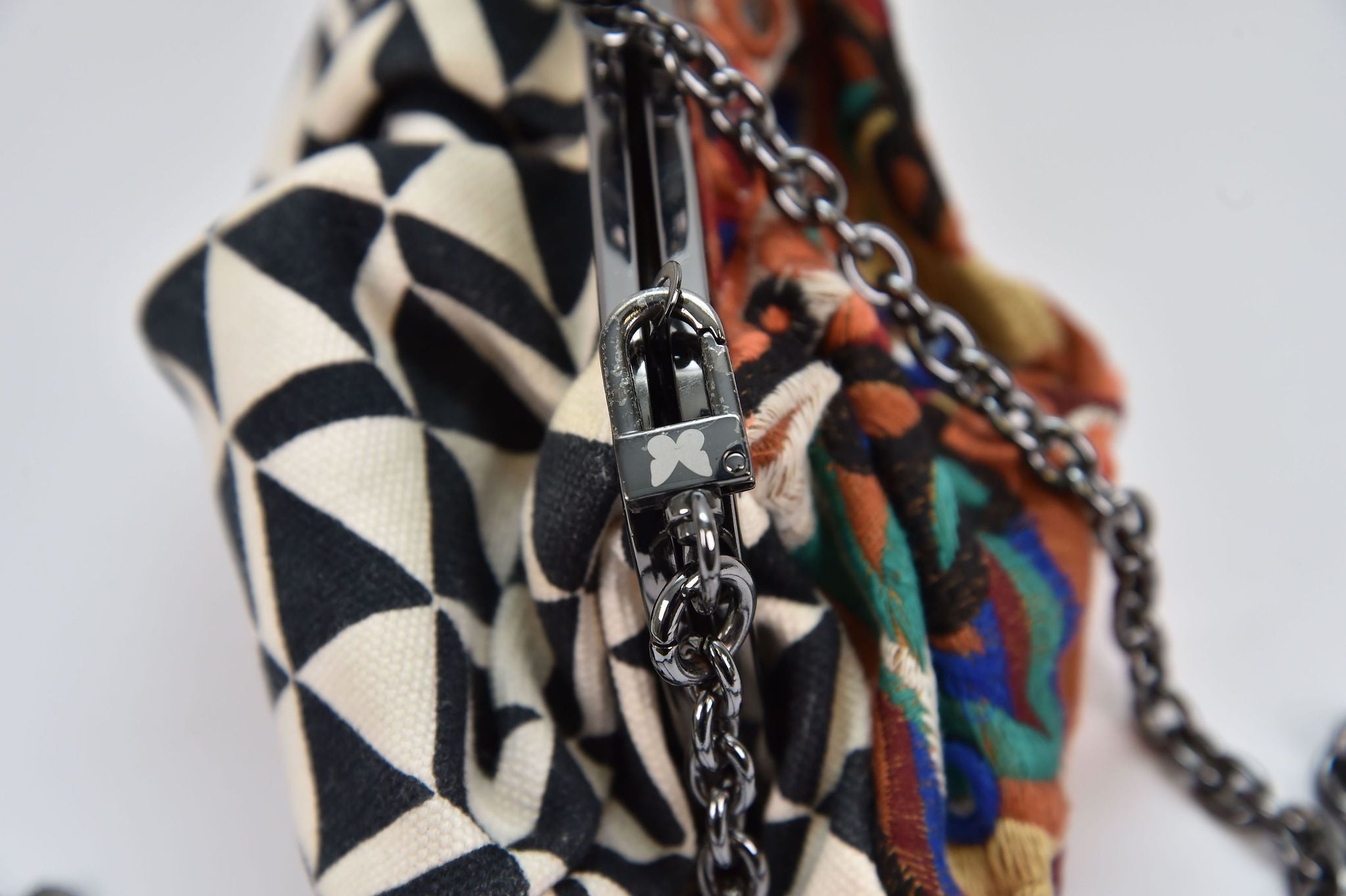 Weekend Max Mara Embroidered Mirror-Work Kisslock Clutch/Shoulder Bag - Image 1