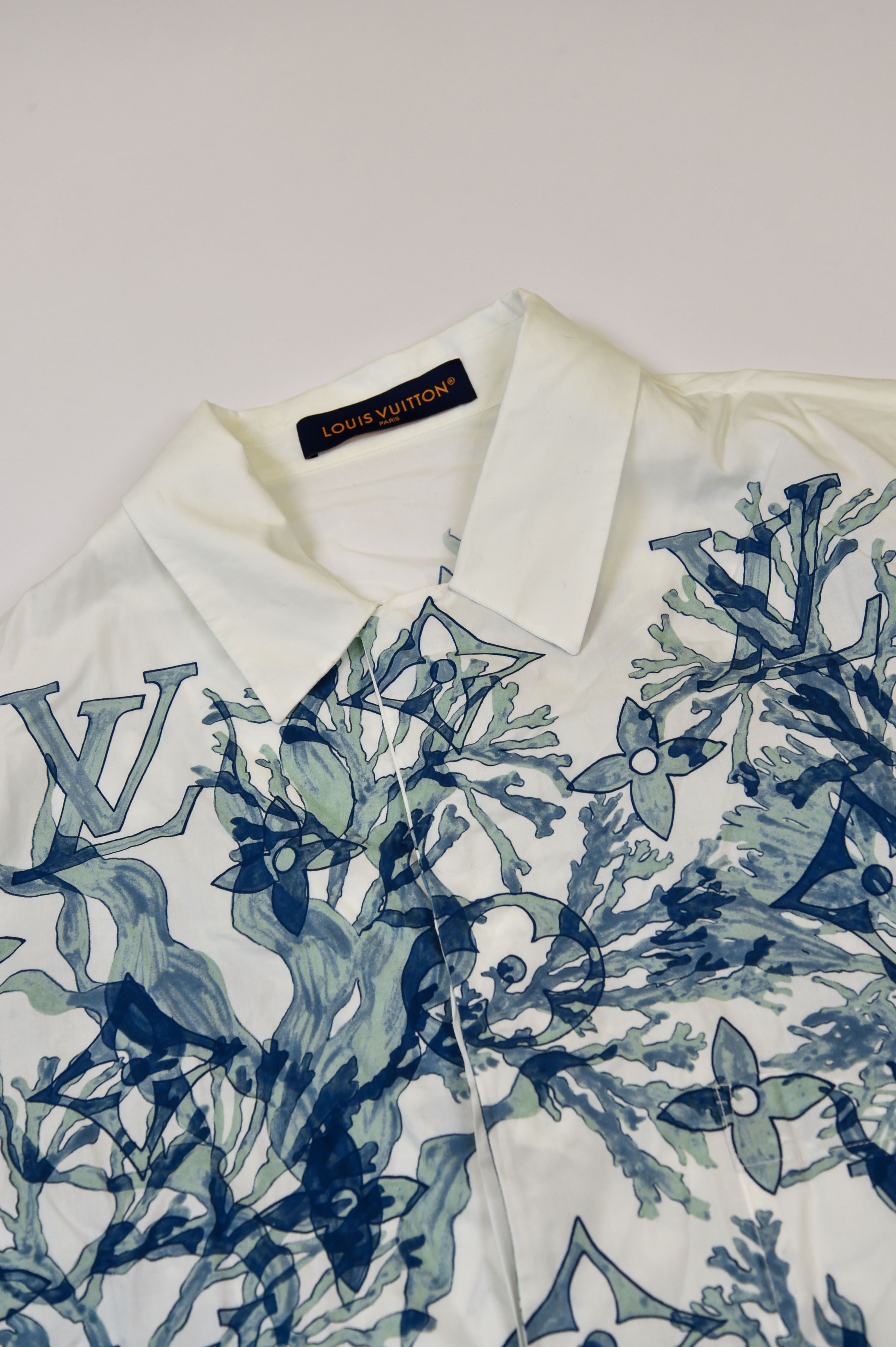 Louis Vuitton Coral Monogram Print Shirt and Shorts Set (Riviera/Coral Reef print) - Image 1