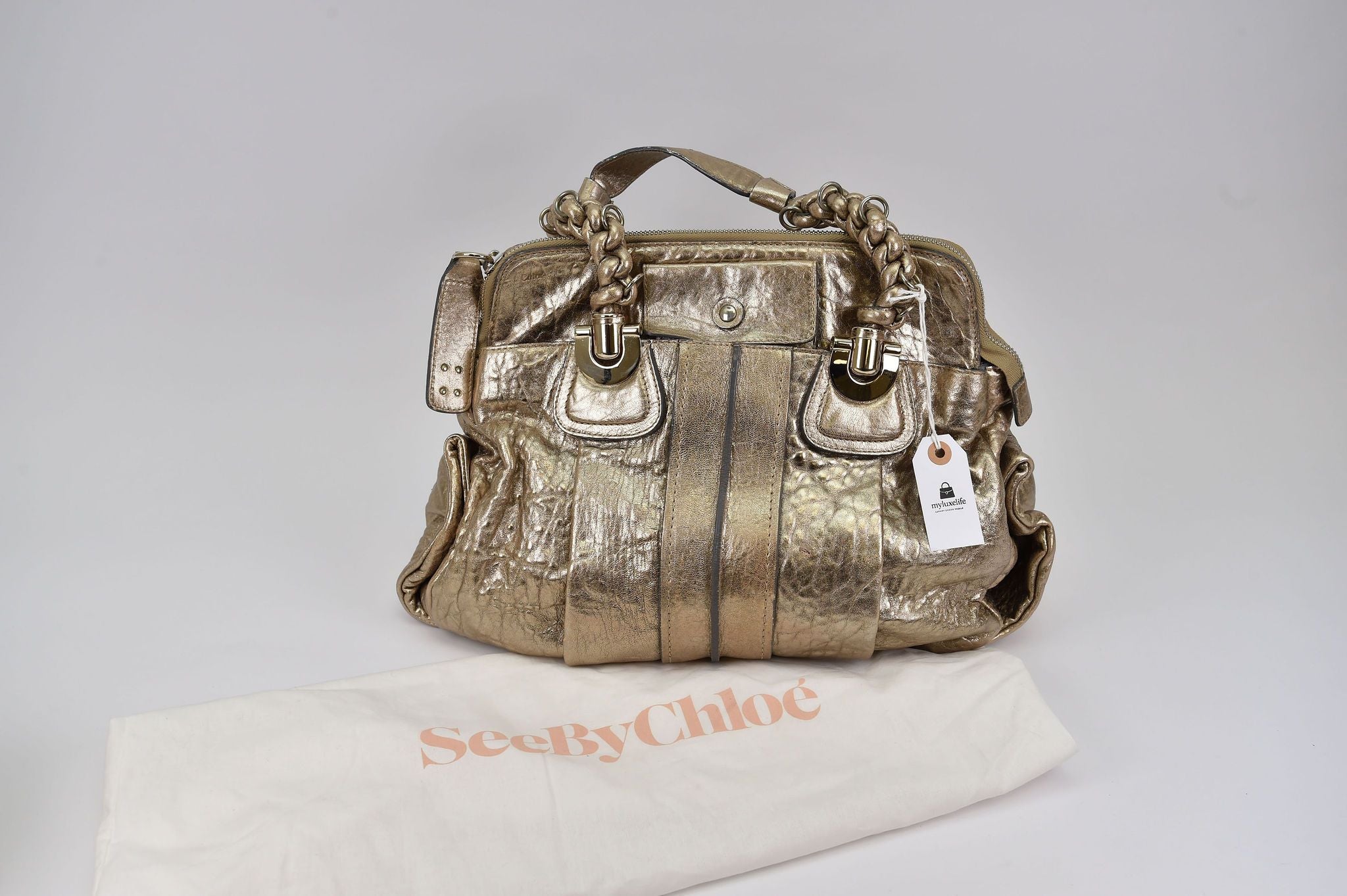 Chloé Bay-style Metallic Satchel (possibly 'Heloise' or 'Bay' silhouette) - Image 3