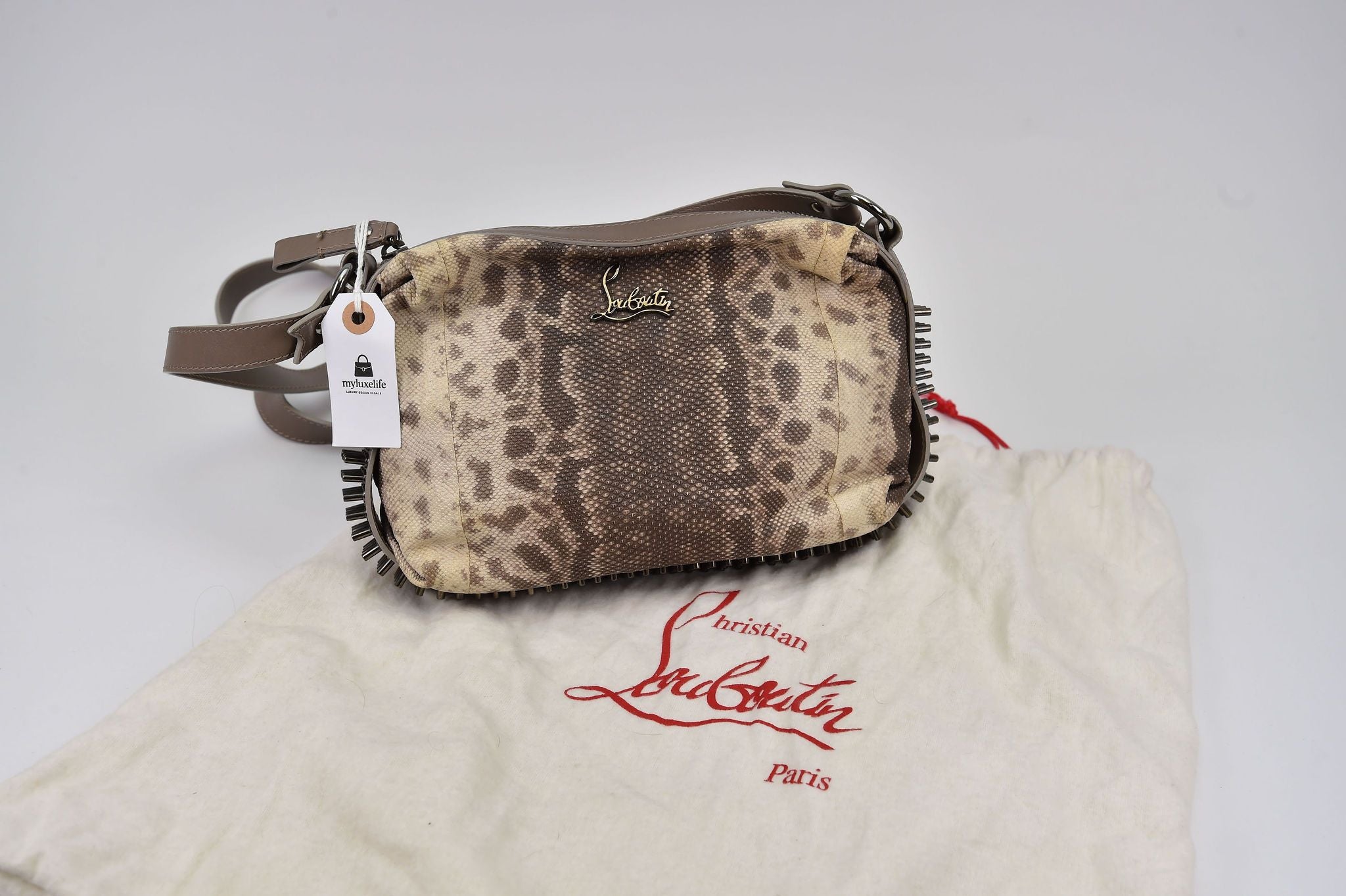 Christian Louboutin Loubiposh Spiked Crossbody Bag (python-embossed) - Image 4