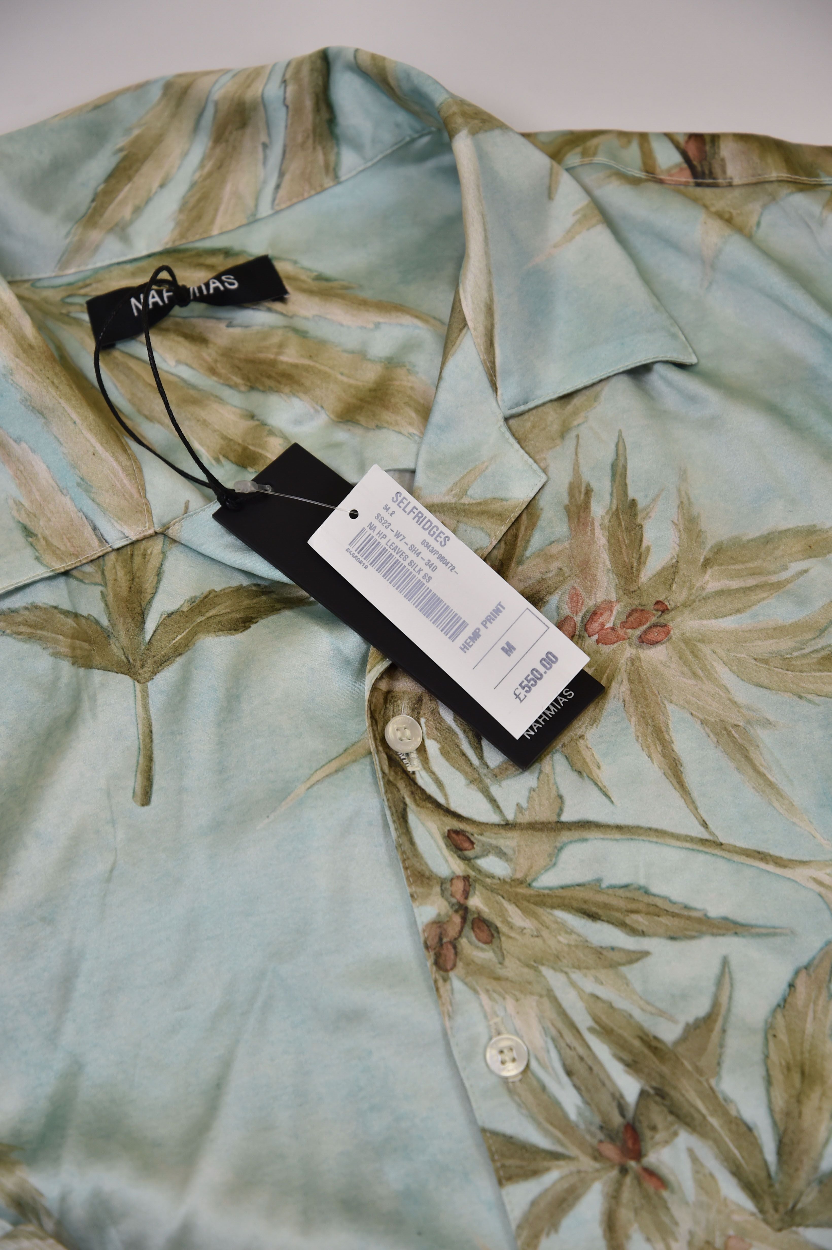 Nahmias Hemp Leaves Silk Shirt & Shorts Set - Image 1