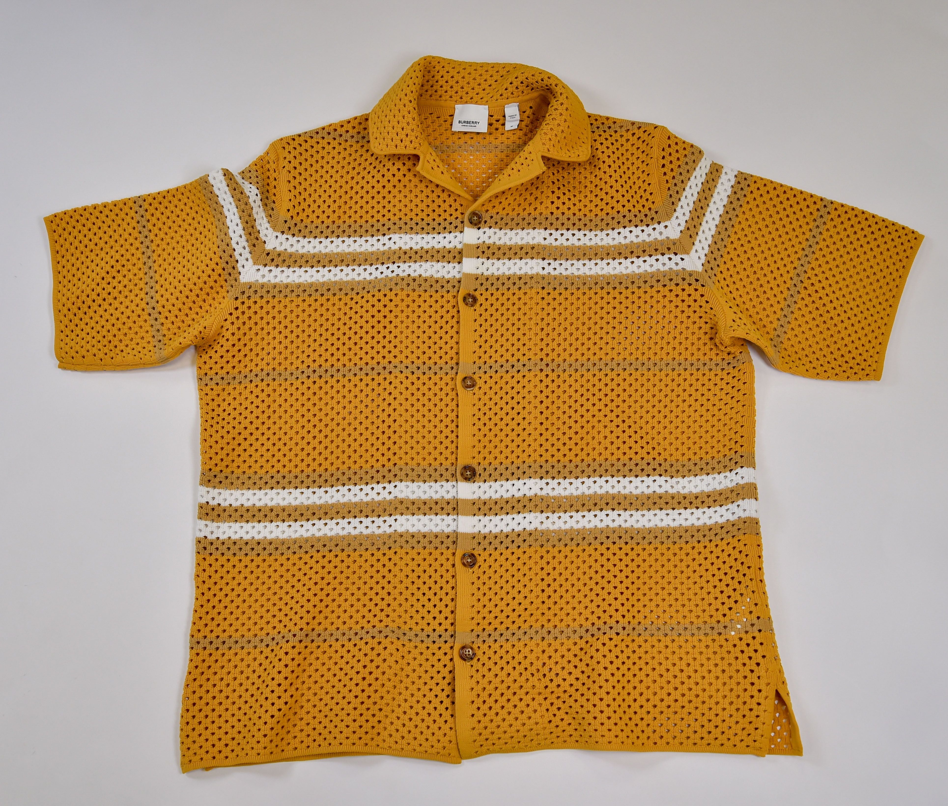 Burberry Crochet-Knit Short-Sleeve Shirt - Image 1