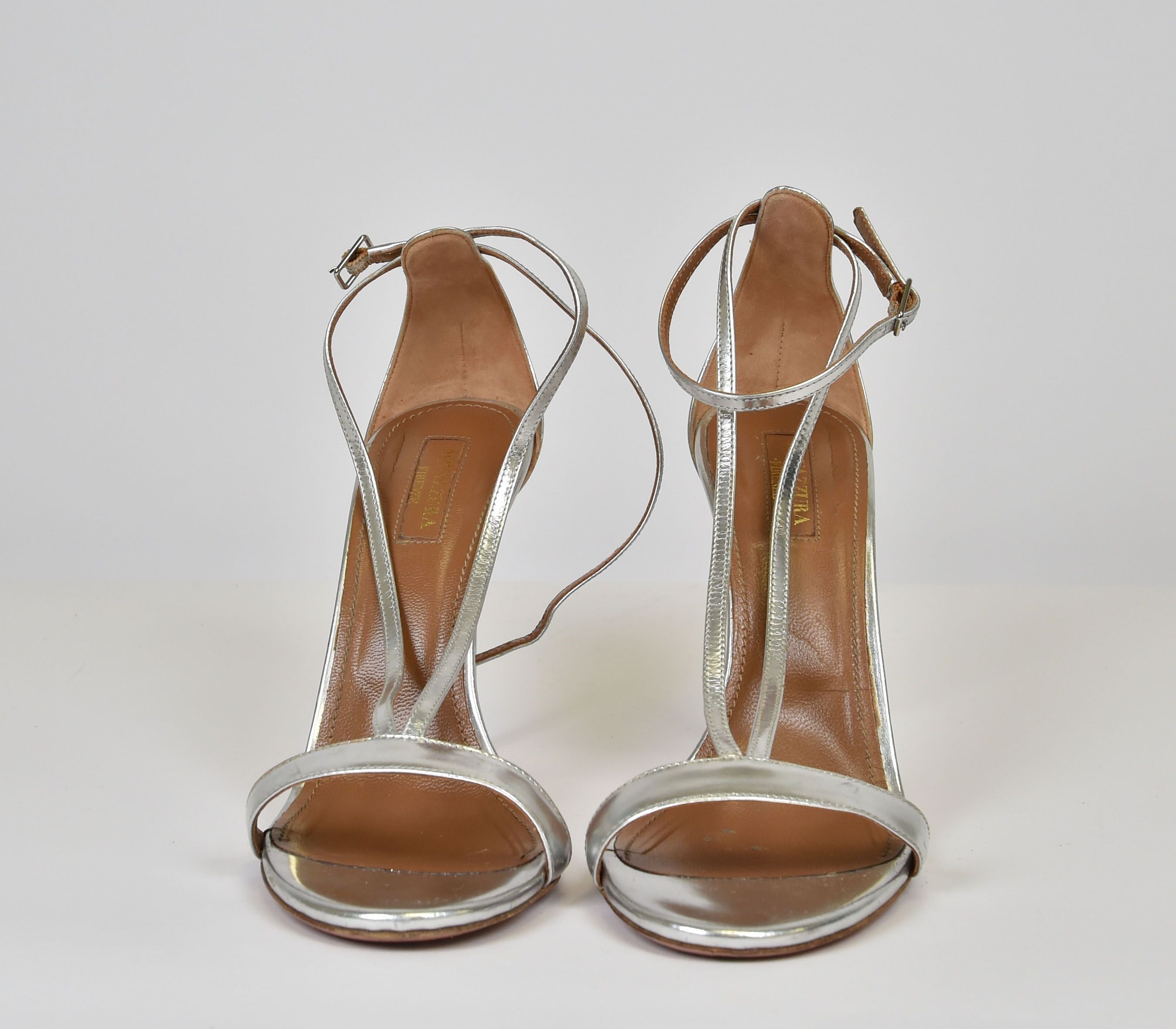 Aquazzura Linda / Strappy Sandal (metallic thin-strap sandal) - Image 2