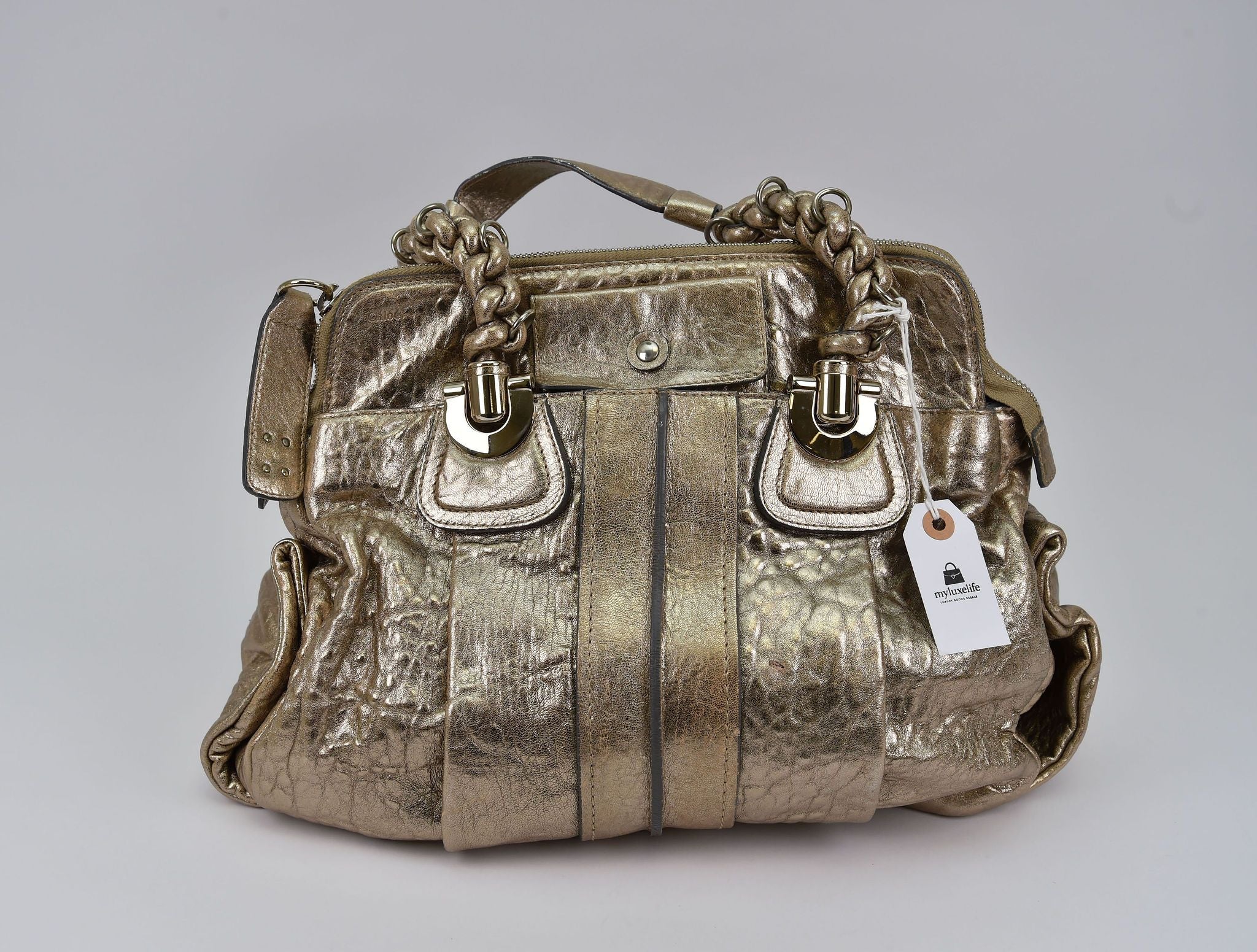 Chloé Bay-style Metallic Satchel (possibly 'Heloise' or 'Bay' silhouette) - Image 2