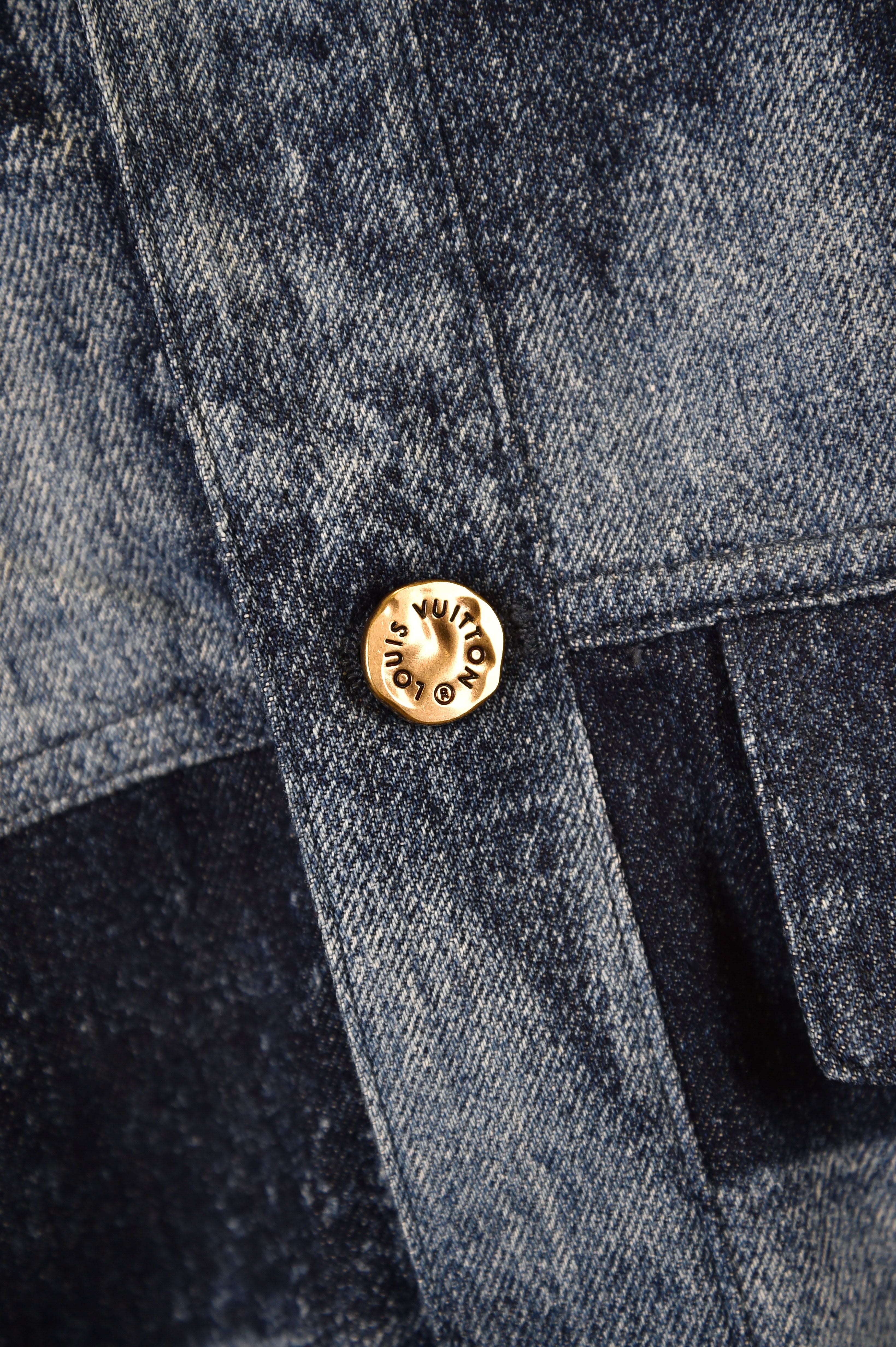 Louis Vuitton Denim Patchwork Print Short-Sleeve Shirt - Image 2