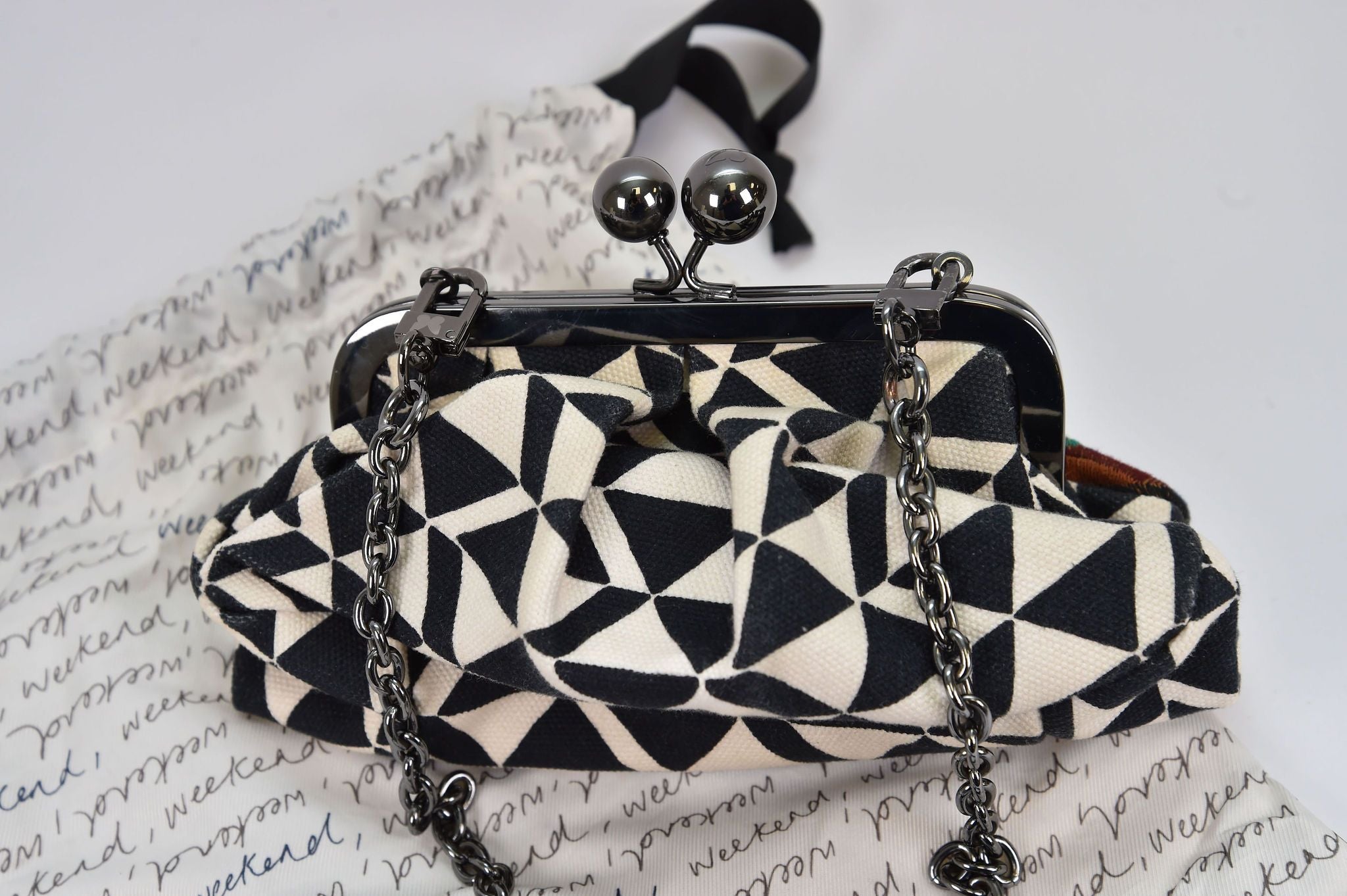 Weekend Max Mara Embroidered Mirror-Work Kisslock Clutch/Shoulder Bag - Image 5