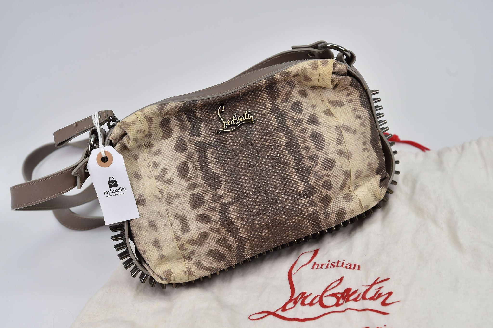 Christian Louboutin Loubiposh Spiked Crossbody Bag (python-embossed) - Image 8
