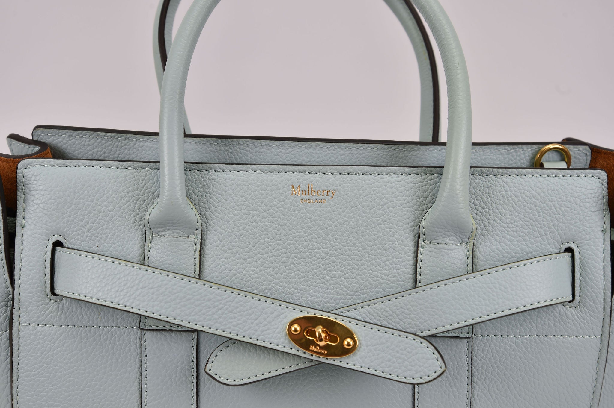 Pristine Mulberry Bayswater Bag in Duck Egg