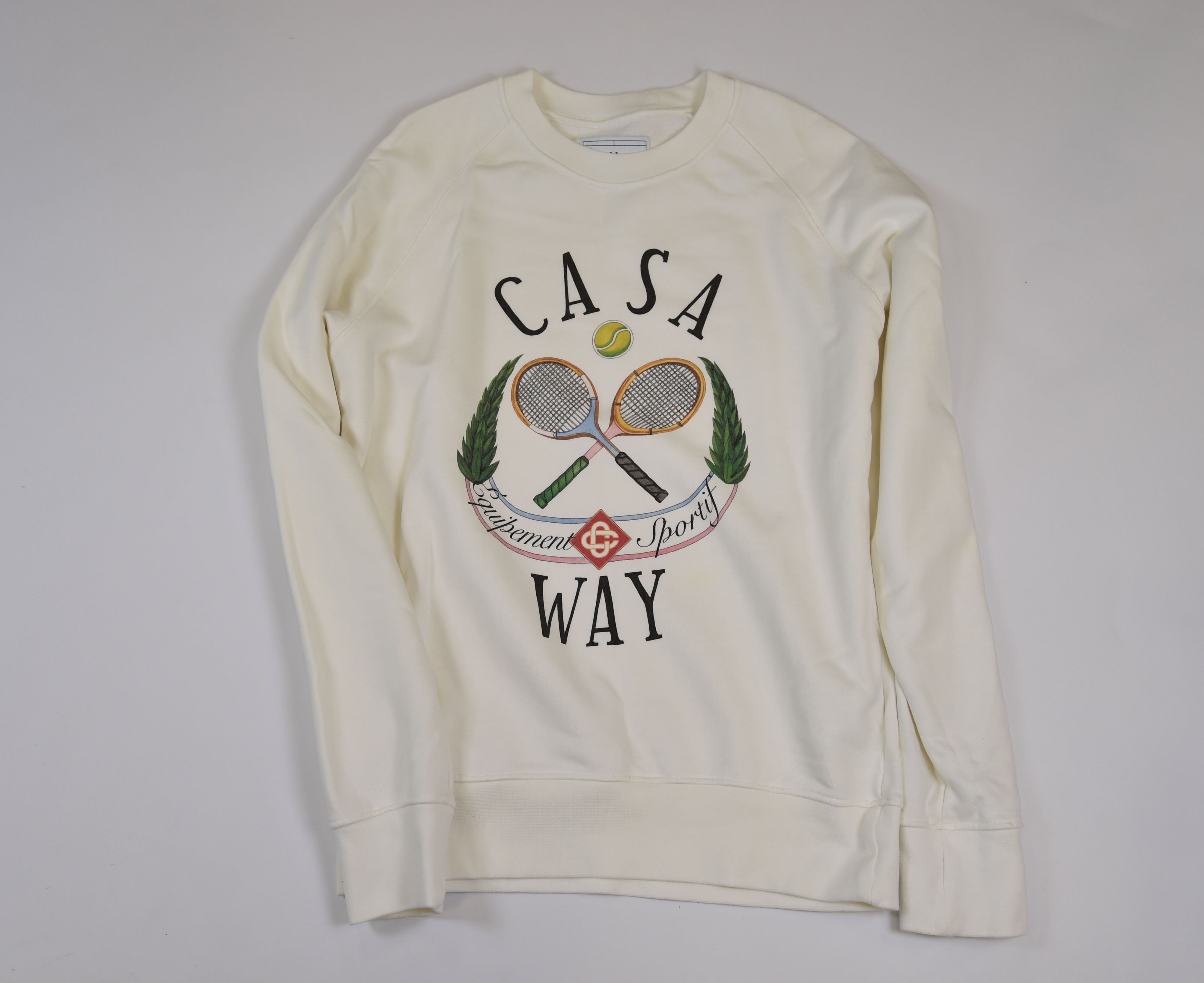 Casablanca 'Casa Way' Tennis Club Cream Cotton Crewneck Sweatshirt